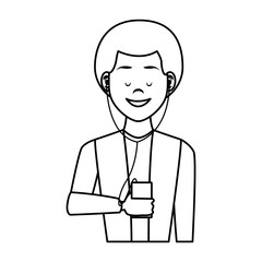 Young man with smartphone vector illustration graphic design