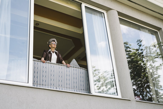 Progressive senior woman at window