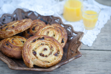 Danish pastry with raisins 
