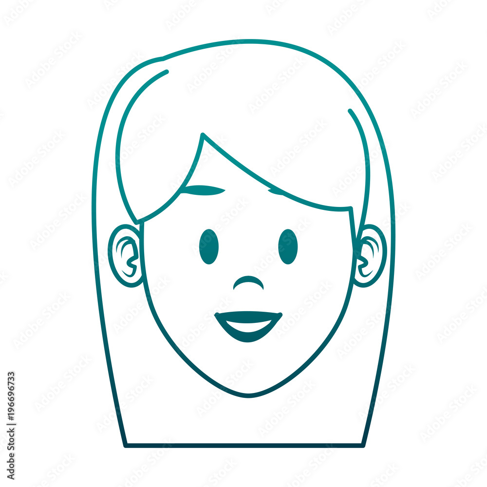 Sticker Young woman face cartoon vector illustration graphic design