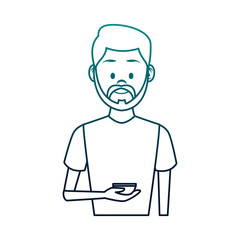 Young man with smartphone vector illustration graphic design