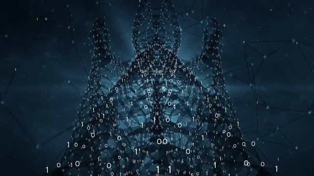 VJ Loop - digital binary plexus nodes, connection paths within abstract data network or system of networks. Can be used for visuals, vj, light presentations or as motion background. Seamless Loop.