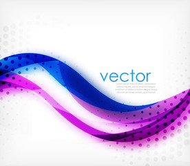 Vector colorful wavy stripe on white background with blurred effects. Vector digital techno abstract background