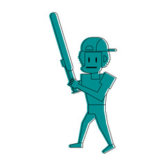 Pixelated gangster with bat vector illustration graphic design