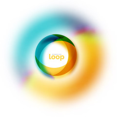 Loop circle business icon, created with glass transparent color shapes