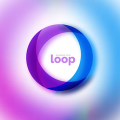 Loop circle business icon, created with glass transparent color shapes
