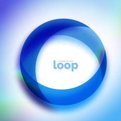 Loop circle business icon, created with glass transparent color shapes