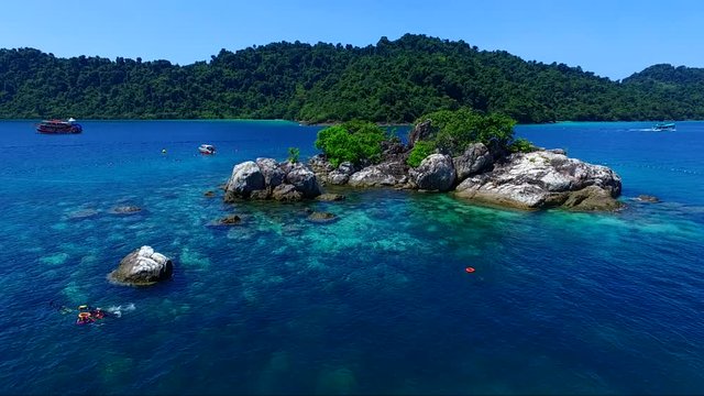 crystal clear blue water of the island