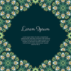 Invitation or greeting card template with abstract ornament. Hand drawn vector illustration