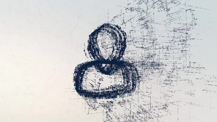 Man logo, a design consisting of a code of numbers and a symbol. Abstract man icon in computer cyber network on a light background