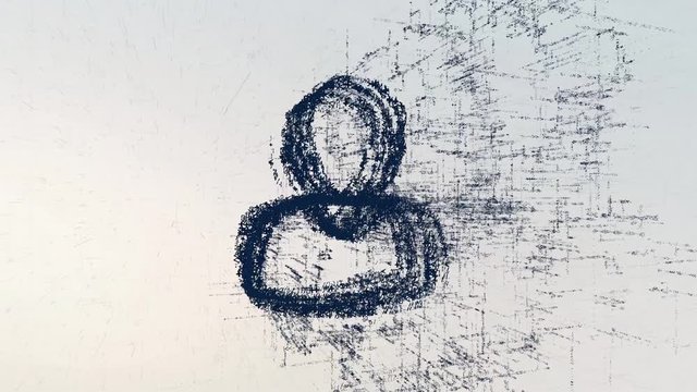 Man logo, a design consisting of a code of numbers and a symbol. Abstract man icon in computer cyber network on a light background