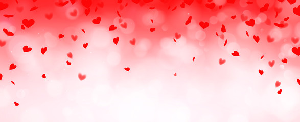 Fototapeta na wymiar Herz Konfetti mit Bokeh Hintergrund - Banner Muttertag, Valentinstag