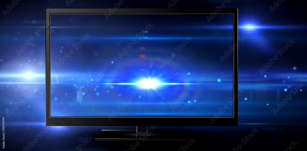 Poster composite image of close-up of blank computer monitor