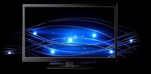 Composite image of close-up of blank computer monitor