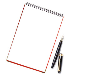 blank paper on clipboard with pen isolated on white background