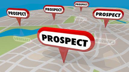 Prospect New Potential Customers Map Pins 3d Illustration - obrazy, fototapety, plakaty
