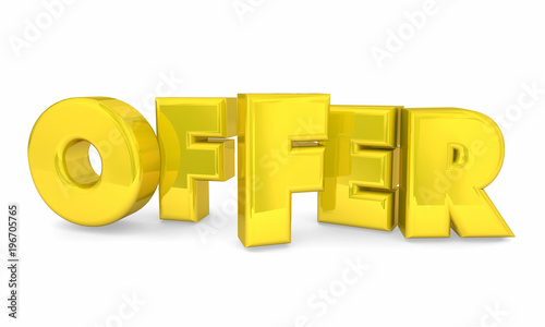 Offer Word Letters Special Opportunity Deal 3d Illustration Stock