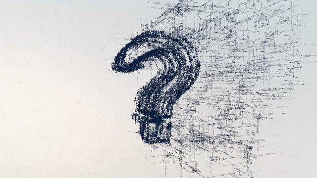 Guestion logo, a design consisting of a code of numbers and a symbol. Abstract question icon in computer cyber network on a light background