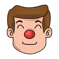 man with clown nose