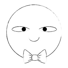 emoticon face with elegant bowntie kawaii character