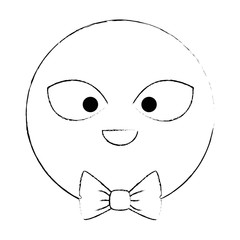 emoticon face with elegant bowntie kawaii character
