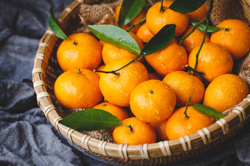 Yellow mandarin fruits