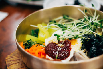 Korean traditional food bibimbap - shallow depth