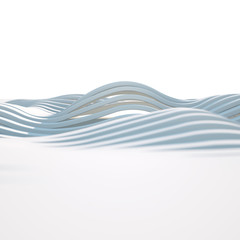 Wavy 3D ribbons form abstract terrain background