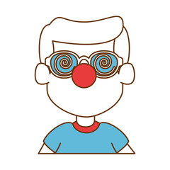 litttle boy with clown nose
