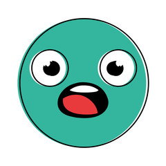 emoticon circular face kawaii character