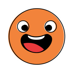 emoticon circular face kawaii character