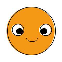 emoticon circular face kawaii character