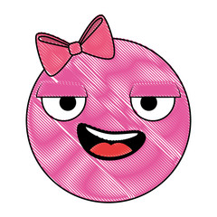 emoticon circular face kawaii character