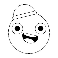 emoticon circular face kawaii character