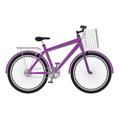 bicycle with basket isolated icon