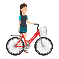 Fototapeta na wymiar young woman in bicycle
