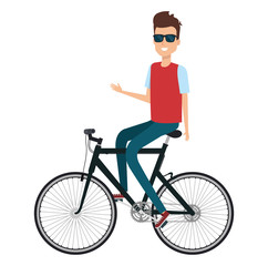 Naklejka premium young man in bicycle
