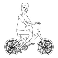 Fototapeta na wymiar young man in bicycle