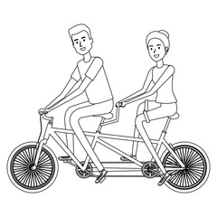 couple in bicycle tandem