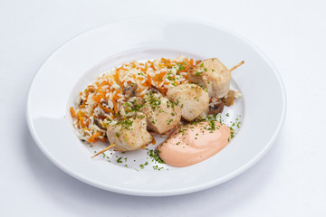 chicken kebab with rice