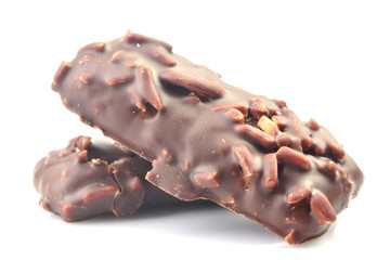 Chocolate candies on a white background