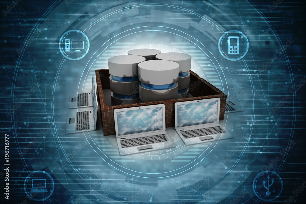 Poster 3d rendering technology computer network
