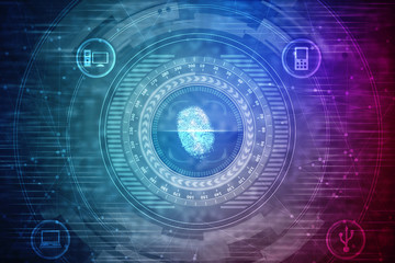 Fingerprint Scanning Technology Concept 2d Illustration