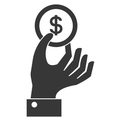 hand with coin money isolated icon