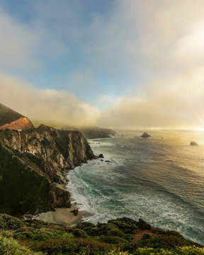 Sunset over Bixby bridge, along the Big Sur coast in northern California.