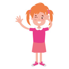 happy little girl character