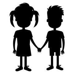 happy little couple characters vector illustration design