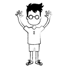 happy little boy character