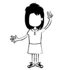 happy little girl character