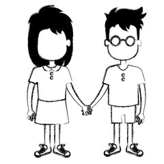 happy little couple characters